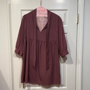 Pins & Needles Mauve Tie-Neck Long Sleeve Dress